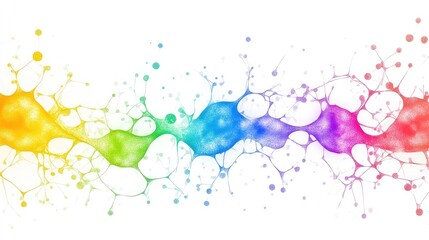 Obraz premium Abstract Background with Rainbow-Colored Brain Cells or Neurons on White Background. Neural Network and Medical Technology Design
