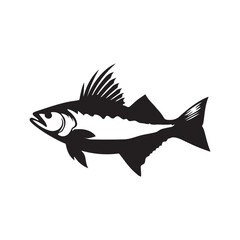 Obraz premium Vector illustration silhouette of haddock fish, fish silhouette black vector art illustration 