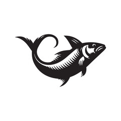 Obraz premium Vector illustration silhouette of haddock fish, fish silhouette black vector art illustration 