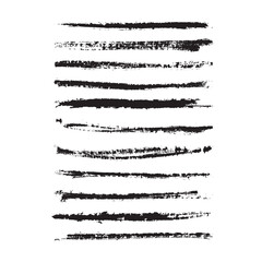 Fototapeta premium Straight line vector ink brush strokes. Black hand drawn stripes, smears. Chinese, Japanese or Korean calligraphy brush strokes set. Grunge paint line texture. Vector sketch lines