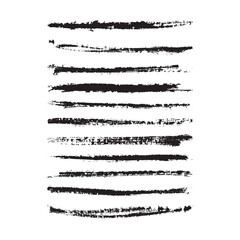 Fototapeta premium Straight line vector ink brush strokes. Black hand drawn stripes, smears. Chinese, Japanese or Korean calligraphy brush strokes set. Grunge paint line texture. Vector sketch lines