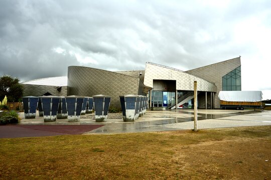 The Juno Beach Centre under a stormy sky, Juno Beach, France, July 2023. 