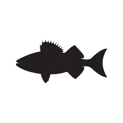 Obraz premium Vector illustration silhouette of haddock fish, fish silhouette black vector art illustration 