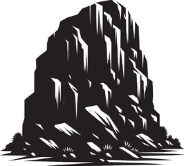 Fototapeta premium Rock mountain silhouette vector illustration isolated on a white background