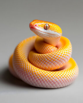 Captivating yellow python studio setting animal portrait minimalistic background close-up view serpentine beauty
