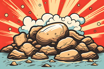 pop art style illustration of a pile of rock