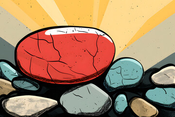 pop art style illustration of a pile of rock
