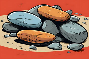 pop art style illustration of a pile of rock