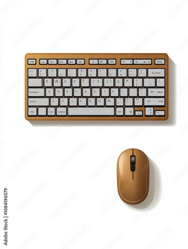 Aufkleber A stylish brown keyboard sits side by side with a matching mouse, perfect for enhancing productivity while working or gaming. Generative AI