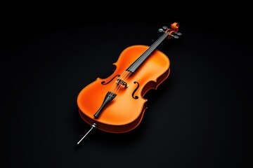 A beautifully crafted violin on a black background, highlighting its elegant design and vibrant color.