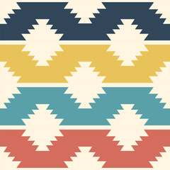 Retro colorful southwestern boho pattern. Vector aztec southwestern boho stripes seamless pattern. Aztec minimal pattern use for fabric, textile, home decoration elements, upholstery, etc