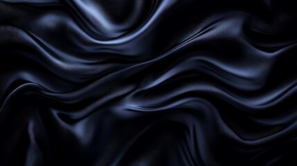 Fototapeta premium Black silk satin background with smooth waves