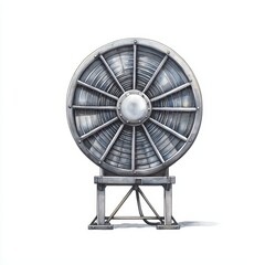 Industrial fan, high-efficiency ventilation equipment, white isolate background.