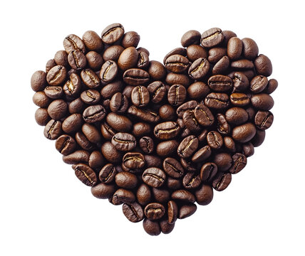 recommend clip art: Coffee heart. Roasted coffee beans in the shape of a heart, on a transparent background. PNG