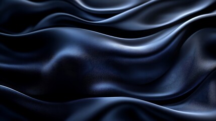 Obraz premium Black silk satin background with smooth waves
