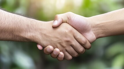 A close-up of two hands shaking, symbolizing agreement and partnership, This image can be used in business contexts, illustrating teamwork, collaboration, and successful negotiations,