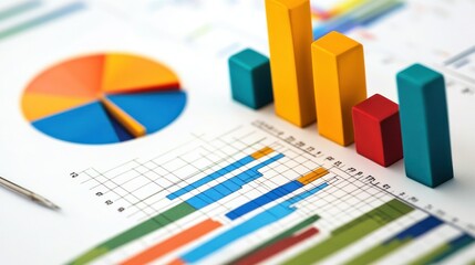 Paper information bar analyzing market strategies for development economic growth data background wallpaper AI generated image