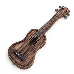 Fototapeta premium Wooden ukulele on a white isolated background for music lovers and artists.