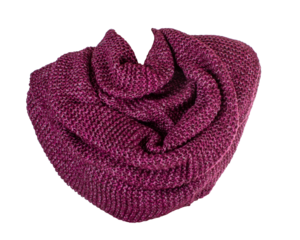 Lilac warm winter knitted scarf isolated on transparent background PNG