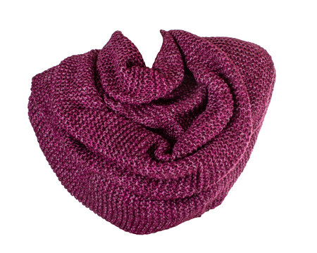 Lilac warm winter knitted scarf isolated on transparent background PNG