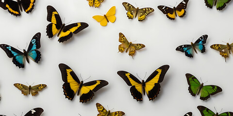 Fototapeta premium High-quality image of a butterfly with unique patterns and vibrant colors, set against a white background, featuring rare and unique species. Created With Generative AI