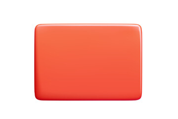 Glossy red colored rectangular plate with rounded corners and gradient shading. Simple 3d banner shape with smooth surface texture. Vector design element for text placement or interface backgrounds.