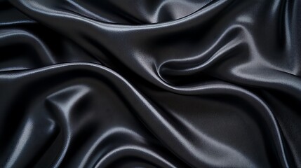 Obraz premium Black silk satin background with smooth waves
