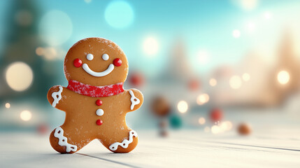 Fototapeta premium gingerbread man on christmas background