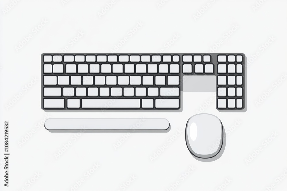 Poster A keyboard and mouse icon are displayed on a light background, ideal for representing modern workspace setups and digital interactions. Generative AI