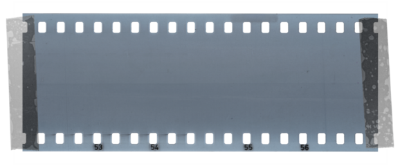 long 35mm filmstrip snip isolated, film material fixed by two sticker.