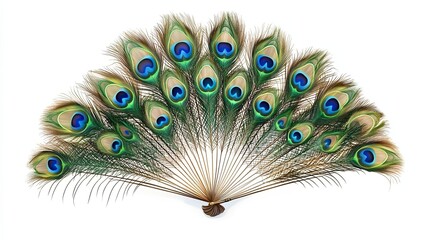 Obraz premium Peacock Feathers Arranged in a Fan Shape