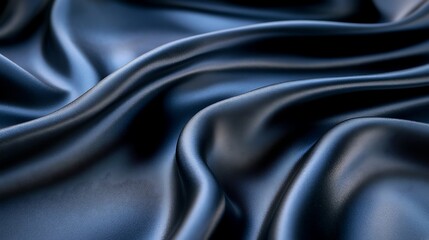 Fototapeta premium Black silk satin background with smooth waves