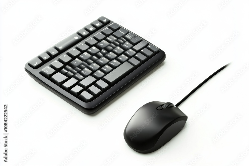 Aufkleber a black keyboard and mouse are placed together on a neutral background, perfect for any desktop envi