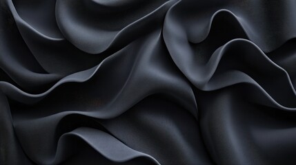 Obraz premium Soft Black Fabric Texture with Flowing Waves and Rich Shadows for Elegant Backgrounds and Fashion Design Inspiration