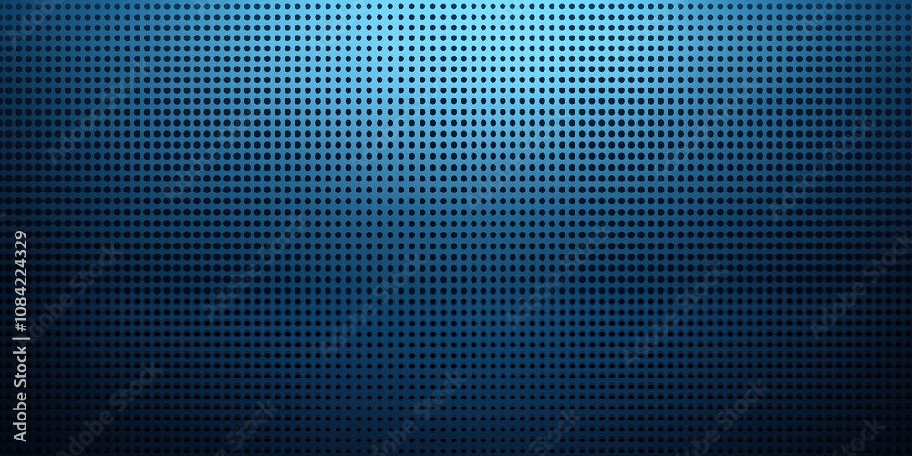 Poster textured blue background with pattern of small black circles