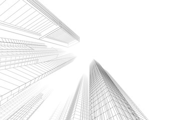 Fototapeta premium City architecture drawing 3d illustration