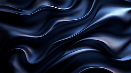 Fototapeta premium Black silk satin background with smooth waves