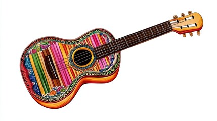 A Vibrant, Ornate Acoustic Guitar with a Colorful Body