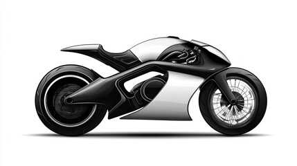 Fototapeta premium Futuristic Black and White Motorcycle Design