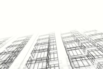 Fototapeta premium Architectural drawing sketch 3d illustration
