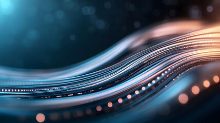 A mesmerizing abstract design featuring flowing wave-like patterns with luminous lines and dots, evoking a sense of movement and depth in a digital space.