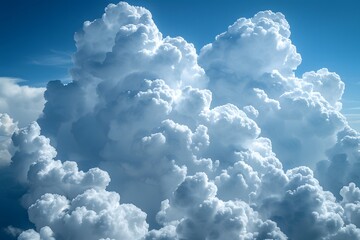 Naklejka premium Majestic Cumulus Clouds Against Blue Sky - Ideal for Nature and Weather-Themed Designs