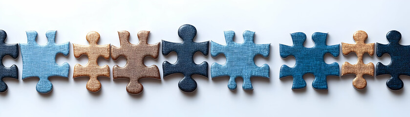 Fototapeta premium Monochrome puzzle pieces forming team logo isolated on white background concept as Monochrome puzzle pieces arranged to form a team logo representing identity and cohesive teamwork in team building pu