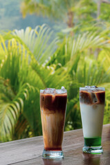 Enjoy minimally processed coffee-based ingredients at the forest edge cafe, cocktail on the table