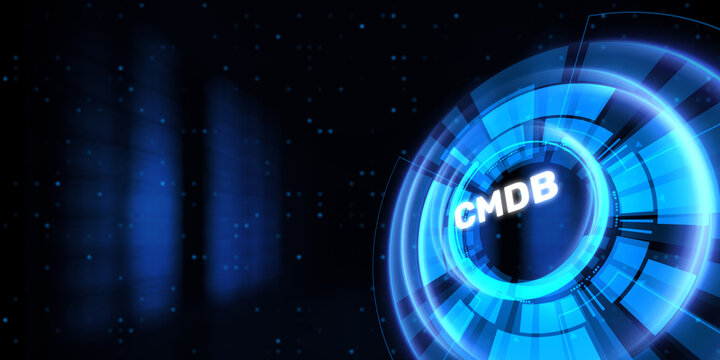 CMDB, CMD Configuration management Database. Technology concept illustration.