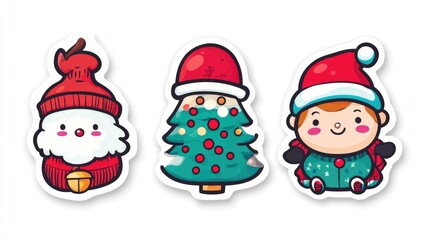 Collection of Christmas, Sticker christmas illustration, on white background