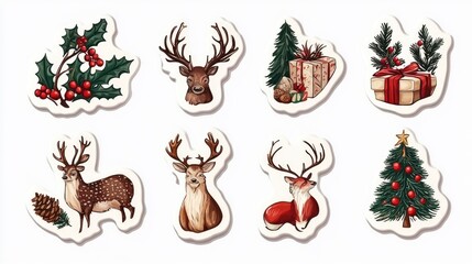 Collection of Christmas, Sticker christmas illustration, on white background