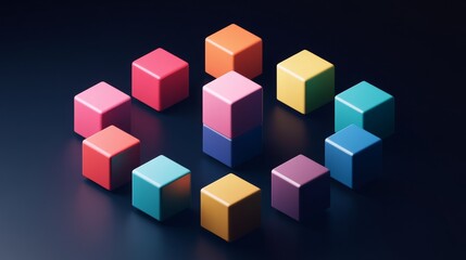 Obraz premium Colorful Cubes Abstract Geometric Pattern - Minimalist Design