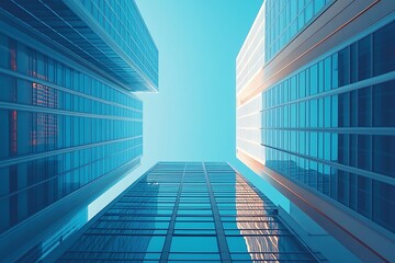 Obraz premium Modern City Buildings Reflecting Sunlight From Below