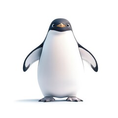Fototapeta premium Cute and playful cartoon penguin standing proudly with a cheerful expression and bright colors.